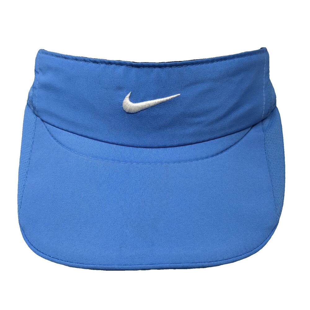 Nike Visor Blue One Size Featherlight Dri-FIT Embroidered Swoosh Strapback Hat
